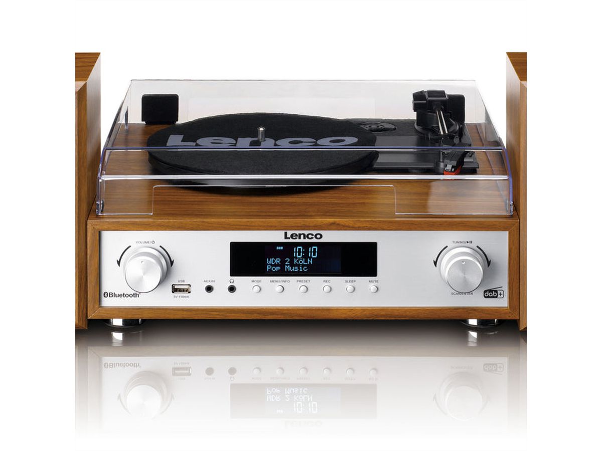 Lenco Chaîne Hi-Fi MC-160WD couleur bois, TT, DAB, radio FM, BT