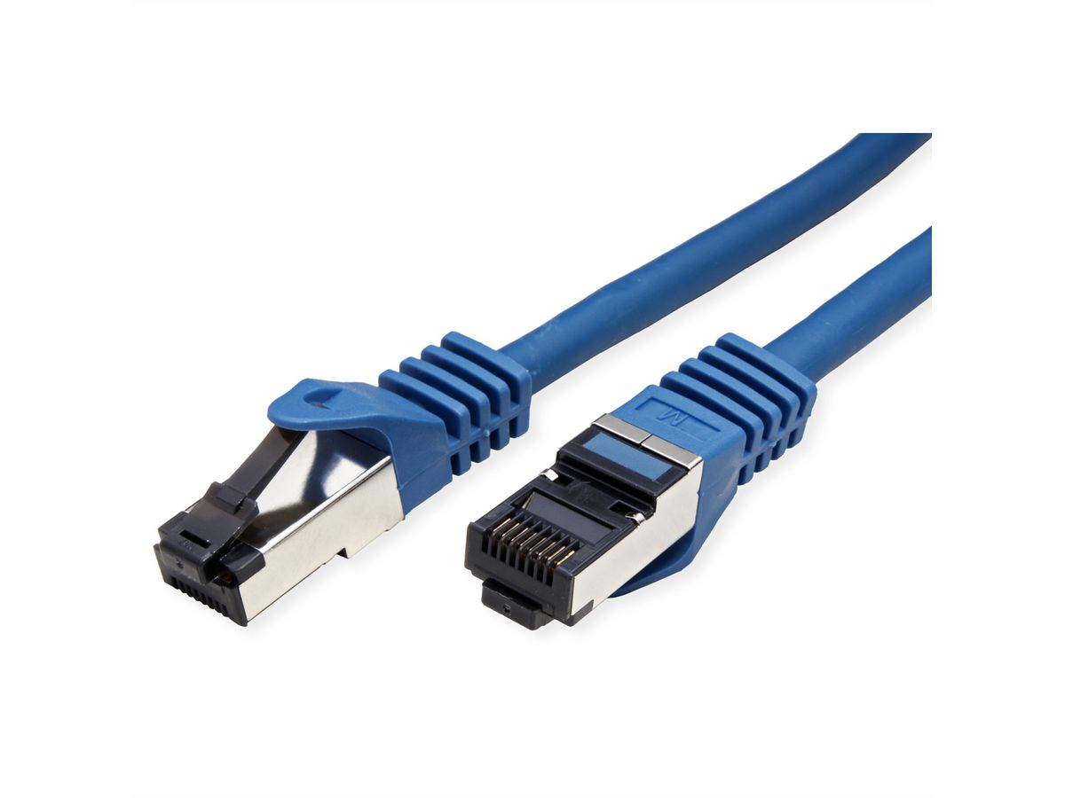 VALUE S/FTP-(PiMF-) Patchkabel Cat.8 (Class I), LSOH, PoE, Litzendraht, blau, 2 m