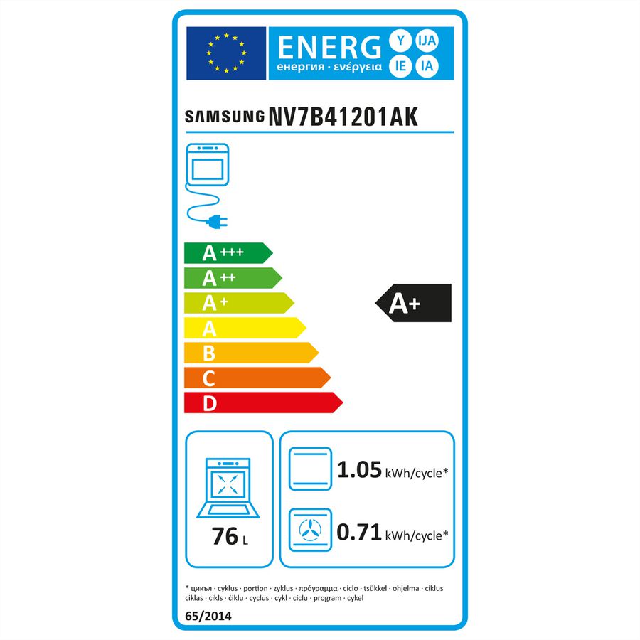 Samsung Ofen NV7000, A+, 76l, Clean Black, NV7B41201AK/U3