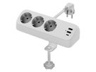 VALUE Tisch-Steckdosenleiste, 3fach mit Tisch-Klemme, inkl. USB-Charger (2x USB-A, 1x USB-C), 1,5 m