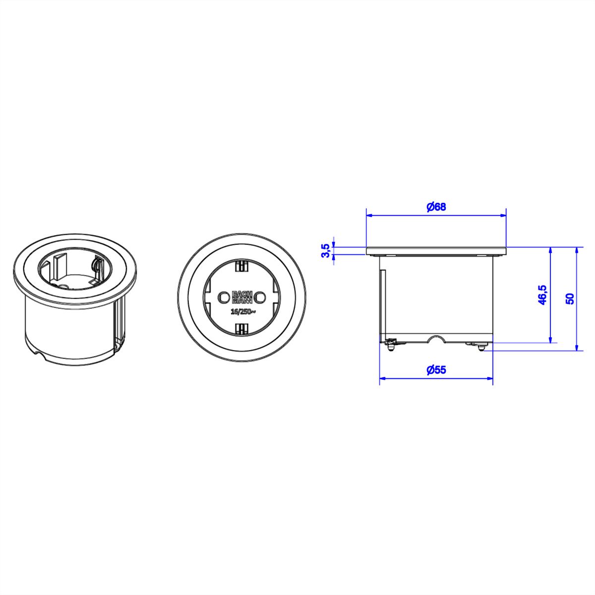 BACHMANN PIX 1x contact de protection, 2 m