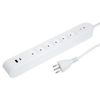 Steffen Steckdosenleiste IQ PRO 6fach, PRO 6xT13 + 1xUSB-A 18W + 1xUSB-C PD 20W, 3m, weiss