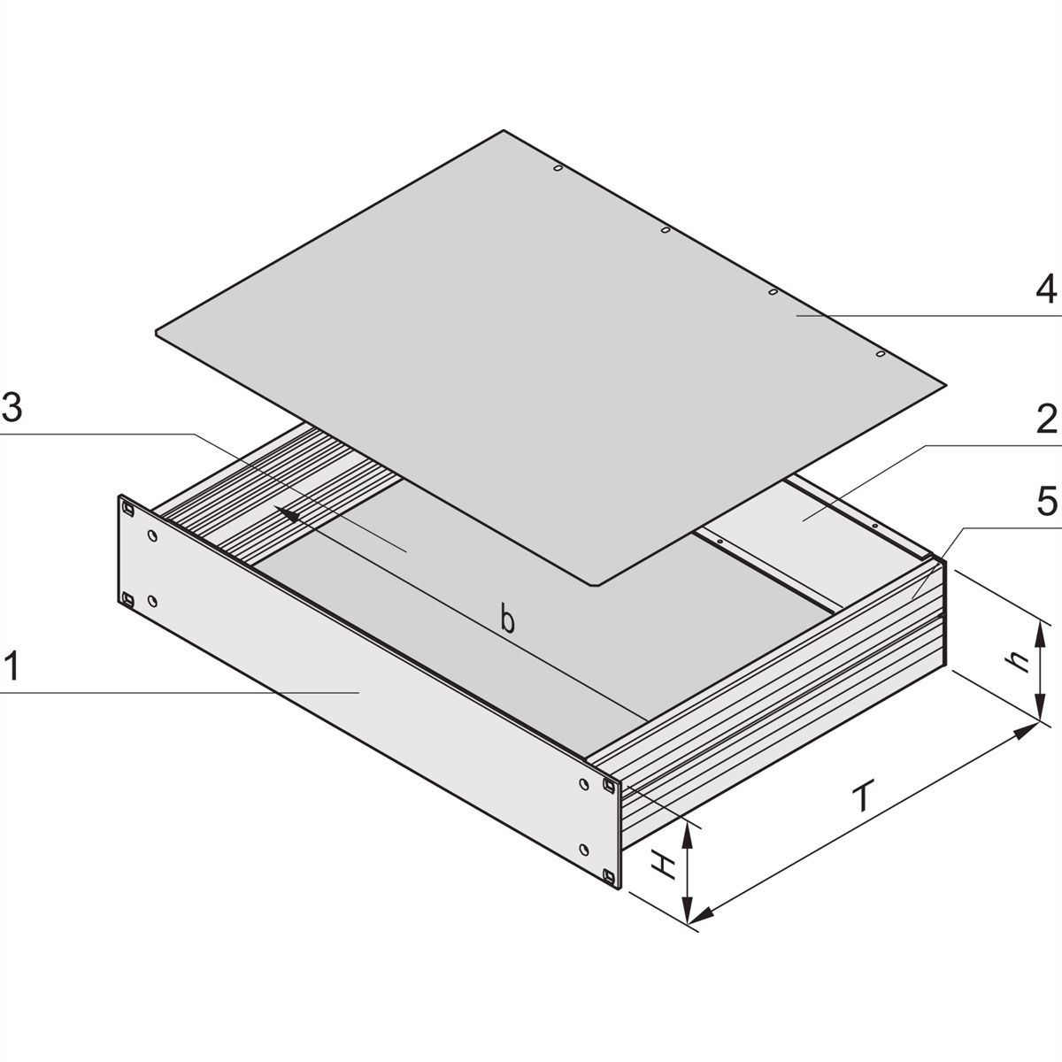 SCHROFF MultipacPRO 19" Châssis, aluminium, partie supérieure et partie inférieure, 3 U, 280 mm