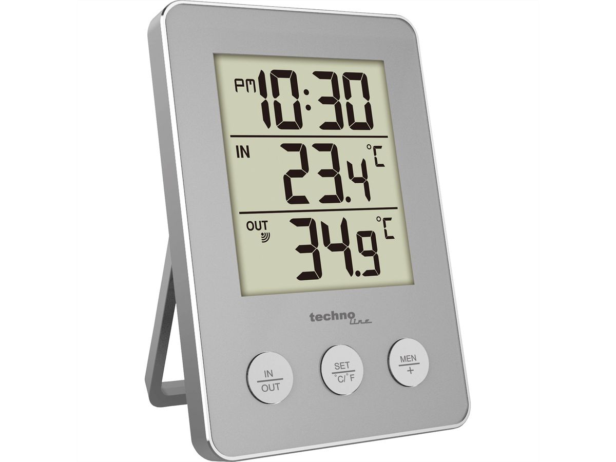 Technoline Station de température WS9175 gris Indicateur de température intérieure et extérieure