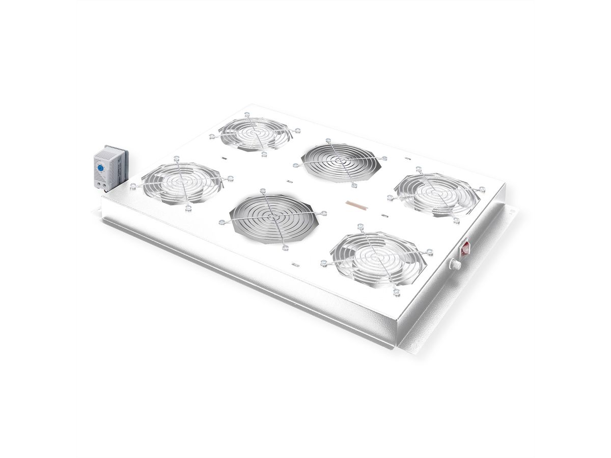 ROLINE 19-Zoll Dachlüftereinheit 4 Lüfter, Thermostat für Serverschrank grau