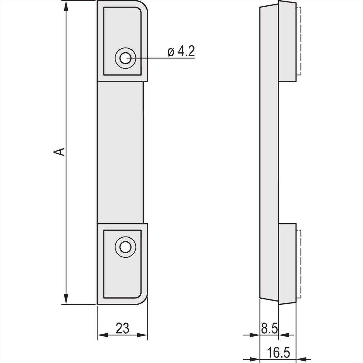 SCHROFF Rückwandfuss mit Gummieinlage - RUECKWANDFUSS 4HE RAL7016