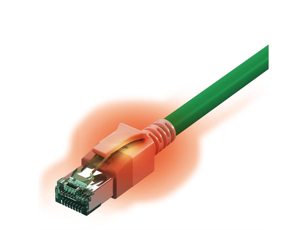EasyLan DualBoot LED Patchkabel RJ45 S/FTP Kat.6A (Class EA), mit saCon Stecker, LSOH, grün, 0,5 m
