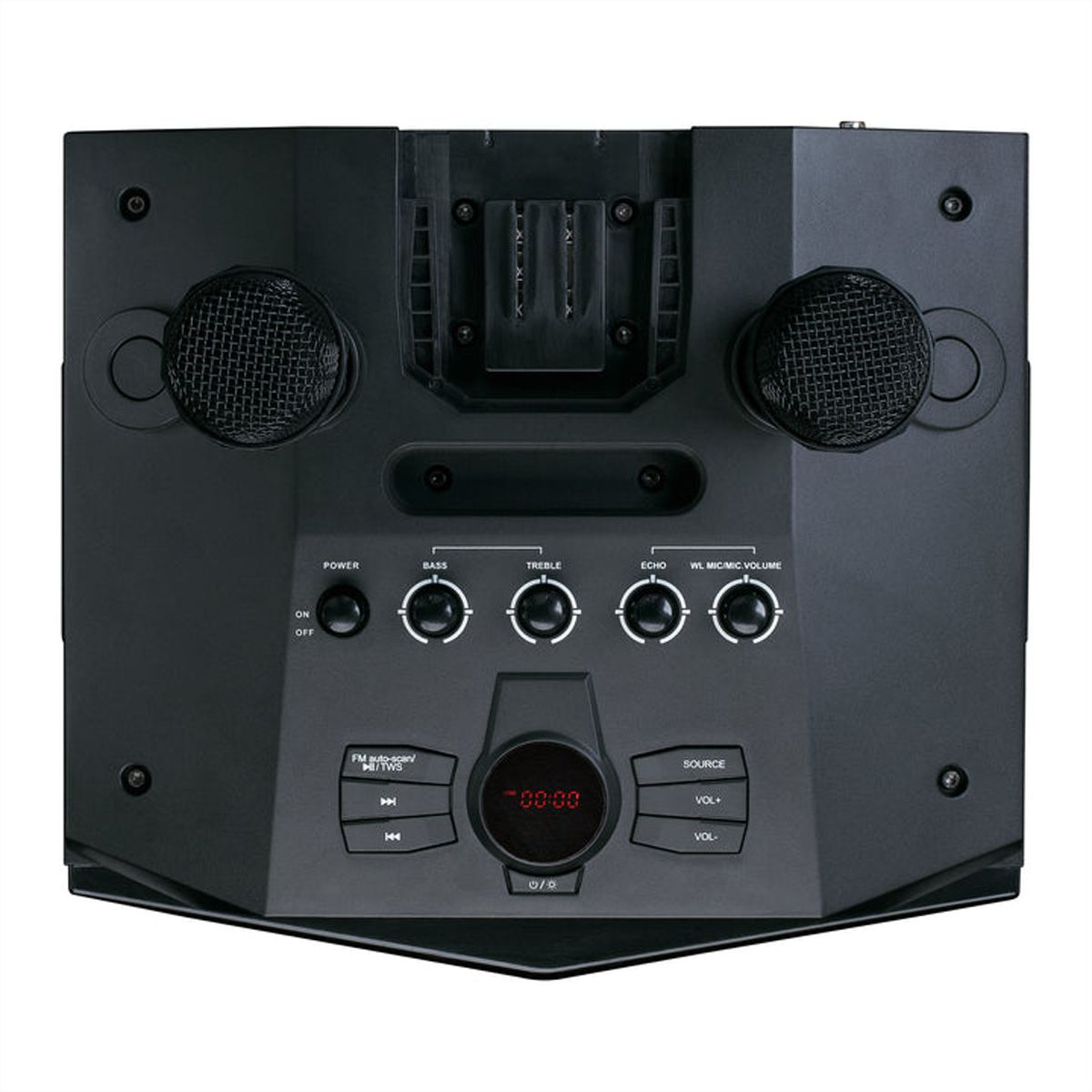 Lenco PA-Anlage PA-220BK, 2 Mikrofone,, BT, Party Licht, 120W RMS