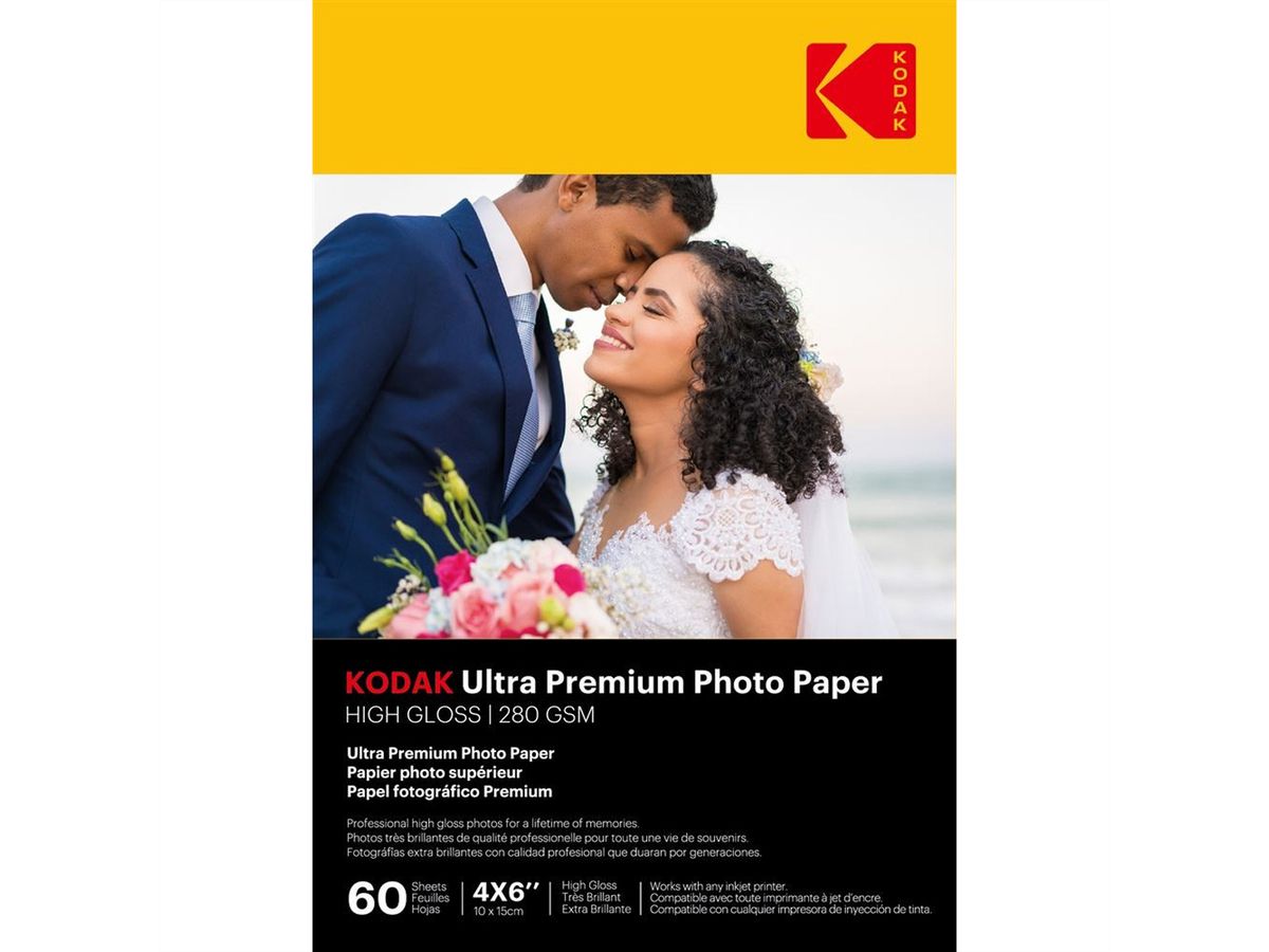 Kodak Fotopapier - 60 Blatt A6, 280g/m², 10cm x 15cm, Hochlglanz
