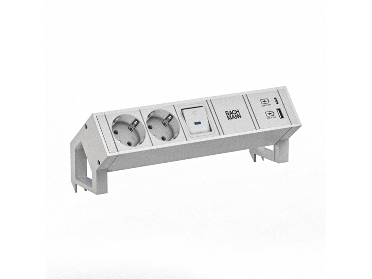 BACHMANN DESK2 white 2xCEE7/3 1xUSB A/C 22W 0,2m GST18