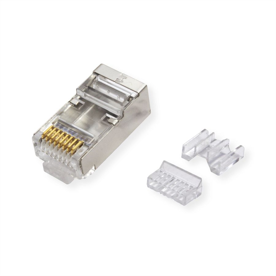 ROLINE Connecteur modulaire blindé RJ-45 Cat.6A (Classe EA), pour câble solide/tresse, 10 unités