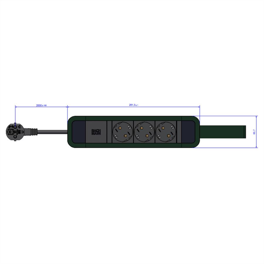 BACHMANN PRIMO 2 3xCEE7/3 avec boucle 2,0m CEE7/7 RAL6028