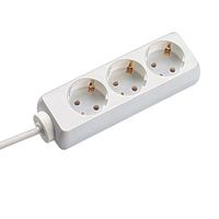 BACHMANN SELLY bloc multiprise 3x contact de protection, argent, blanc, 1,5 m