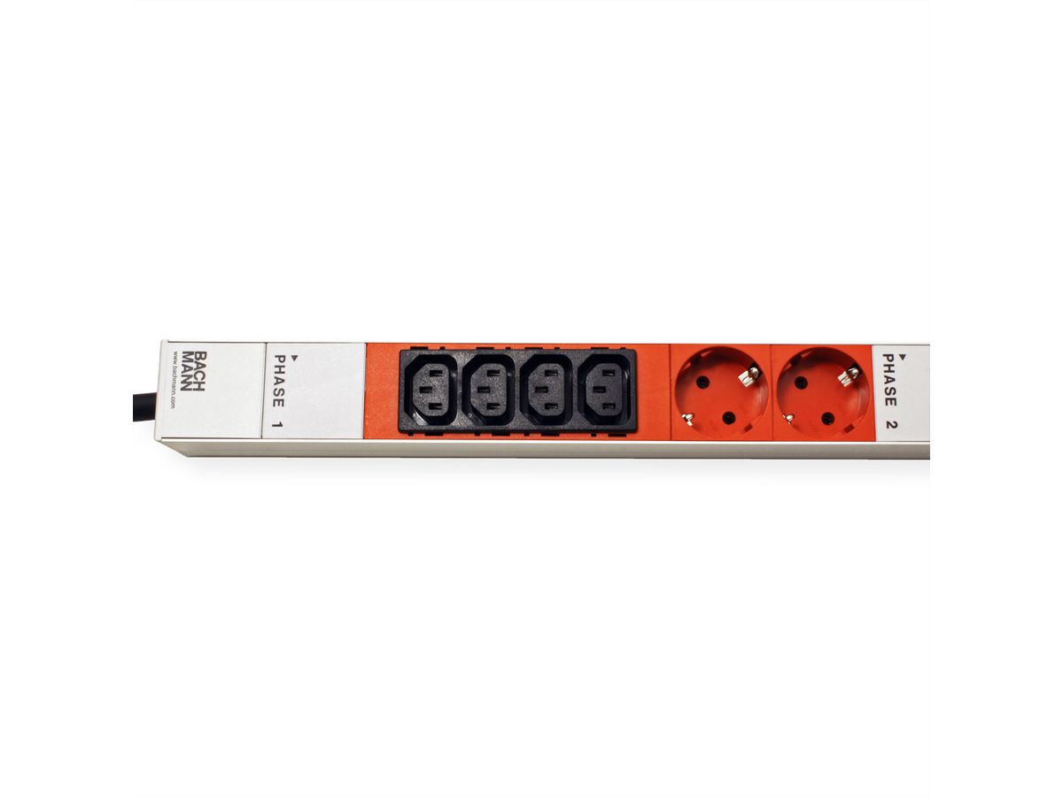 BACHMANN IT PDU ALU 0UH 12x C13 6x contact de protection 3x 16A CEE rouge