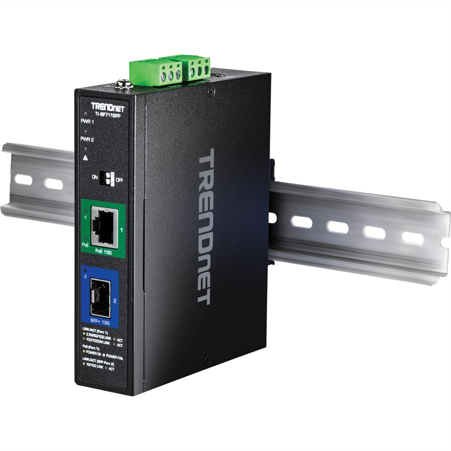 TRENDnet TI-BF711SFP Convertisseur industriel de médias SFP+ 10G vers PoE++ 10G