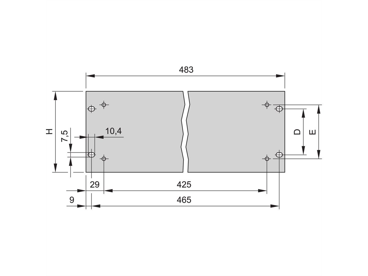 Face avant 19" SCHROFF avec trous pour poignées, 5 U, 4 mm, alu, anodisé