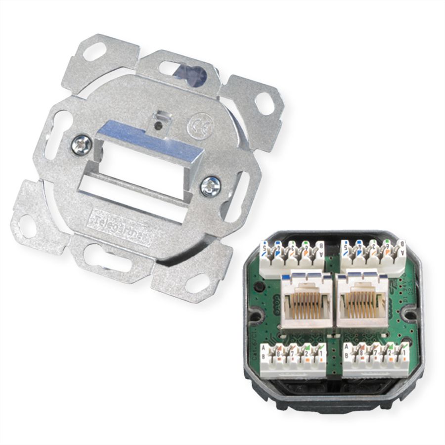 TELEGÄRTNER Embase AMJ45 sans plaque centrale 2xRJ45 Cat.5e (Classe D)