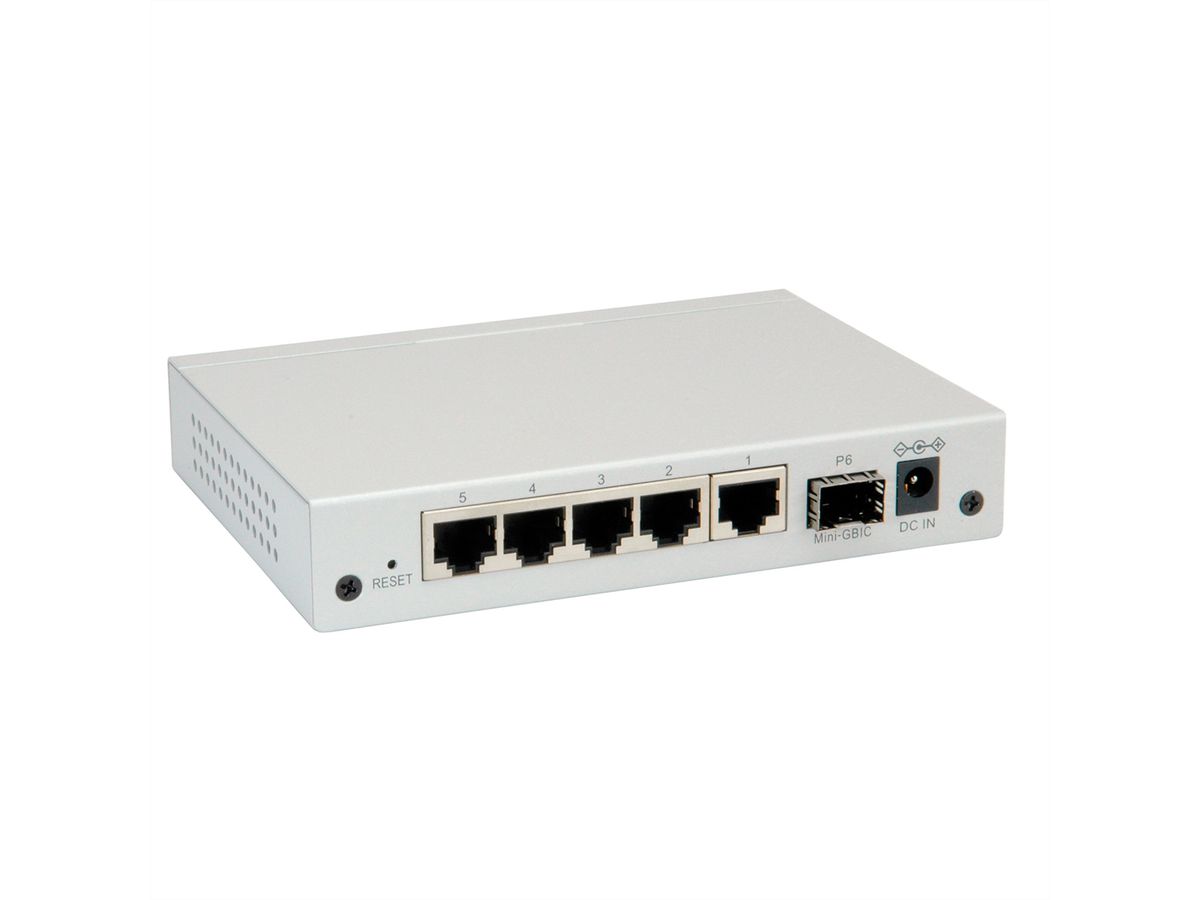 ROLINE Switch Gigabit Ethernet, 6 ports (5x 10/100/1000 + 1x SFP), WebSmart