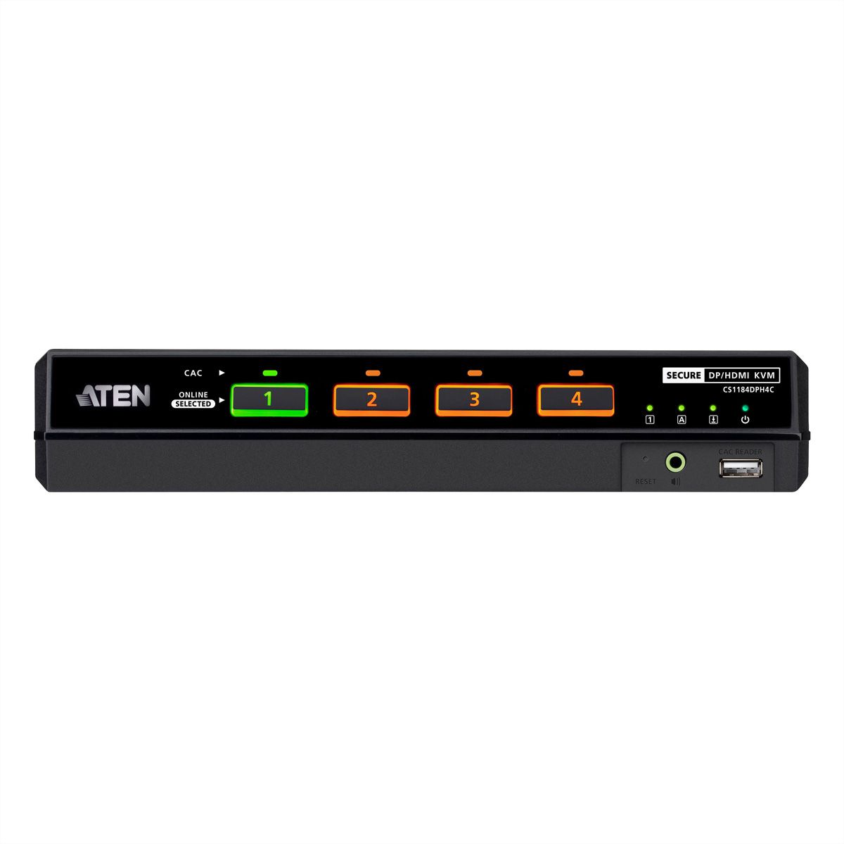 ATEN CS1184DPH4C 4-Port USB 5K DP/HDMI, Single Display Universal Secure KVM Switch mit Cardreader