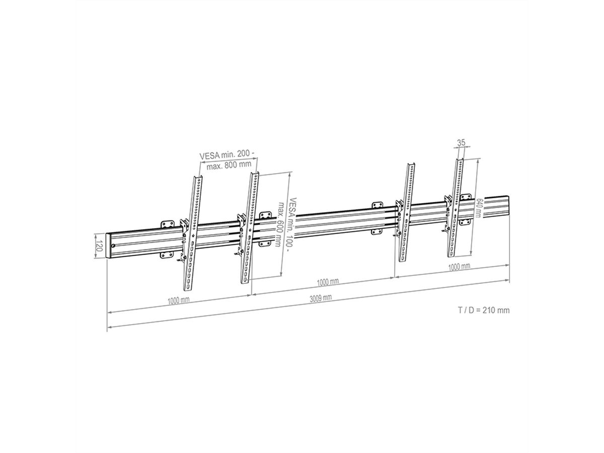 Hagor Support mural CPS Wall 2x75-86
