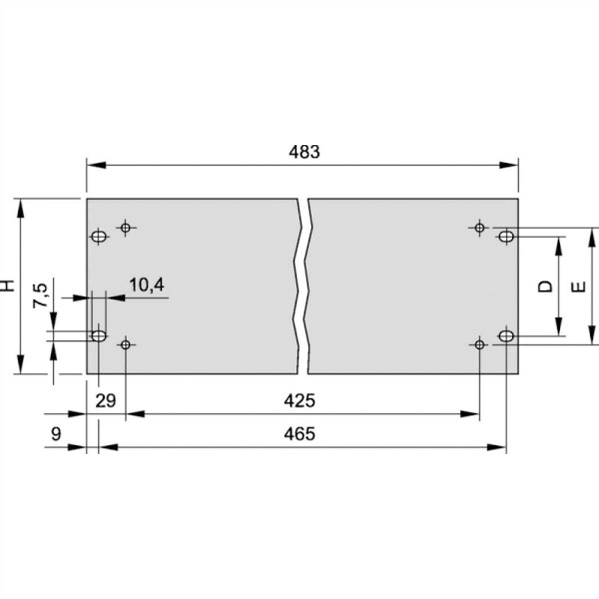 Face avant 19" SCHROFF avec trous pour poignées, 6 U, 4 mm, alu, anodisé