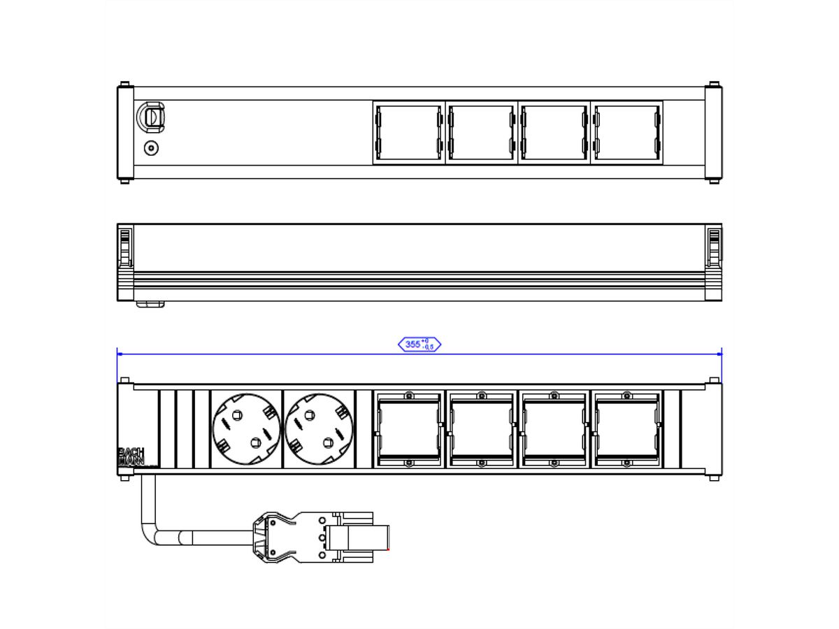 BACHMANN CONI Large 2x contact de protection 4x ABD