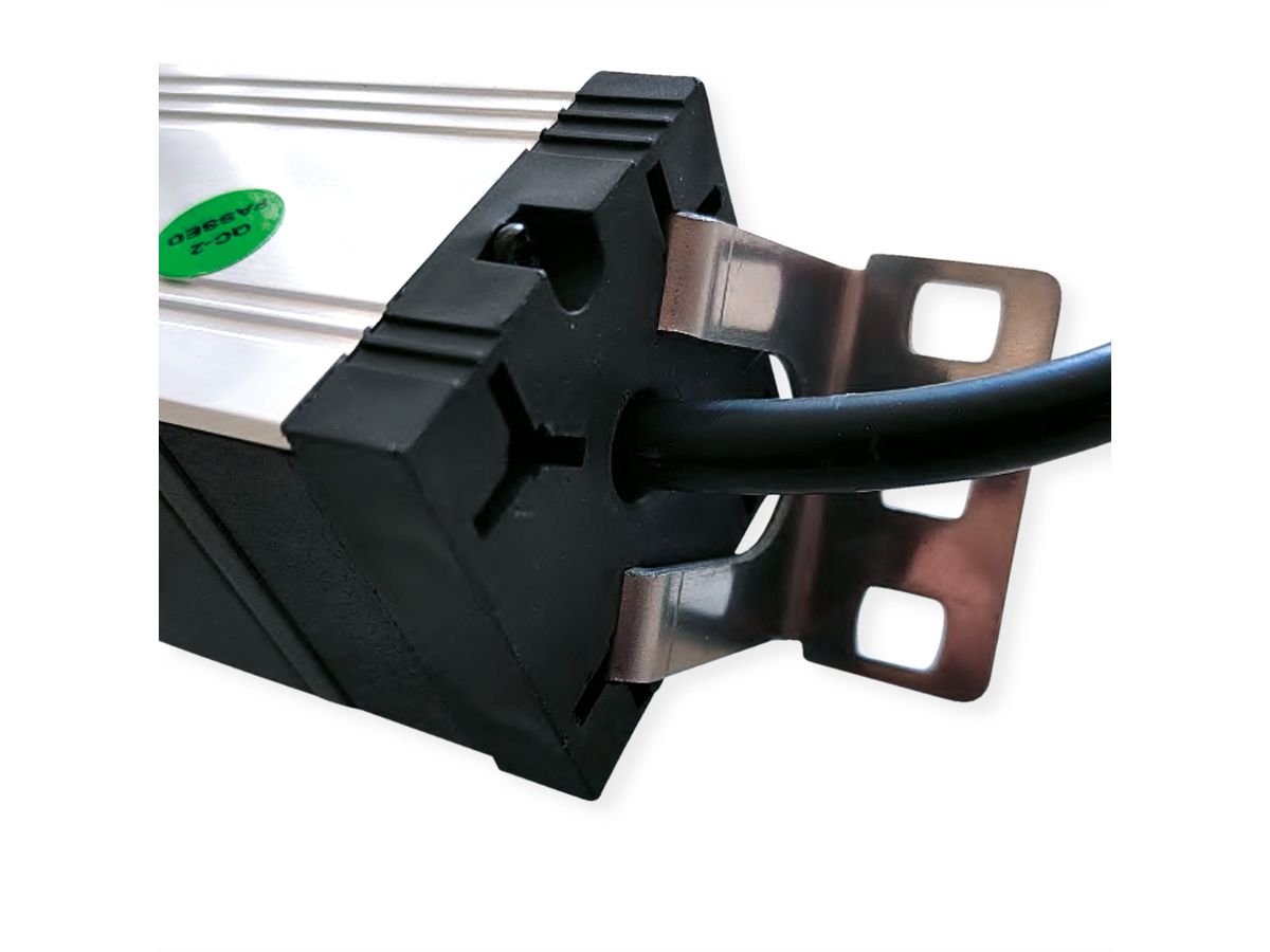 VALUE 19-Zoll-Steckdosenleiste 7fach mit Überlastschutz, 1 HE, Schutzkontakt-Stecker, 1,8 m