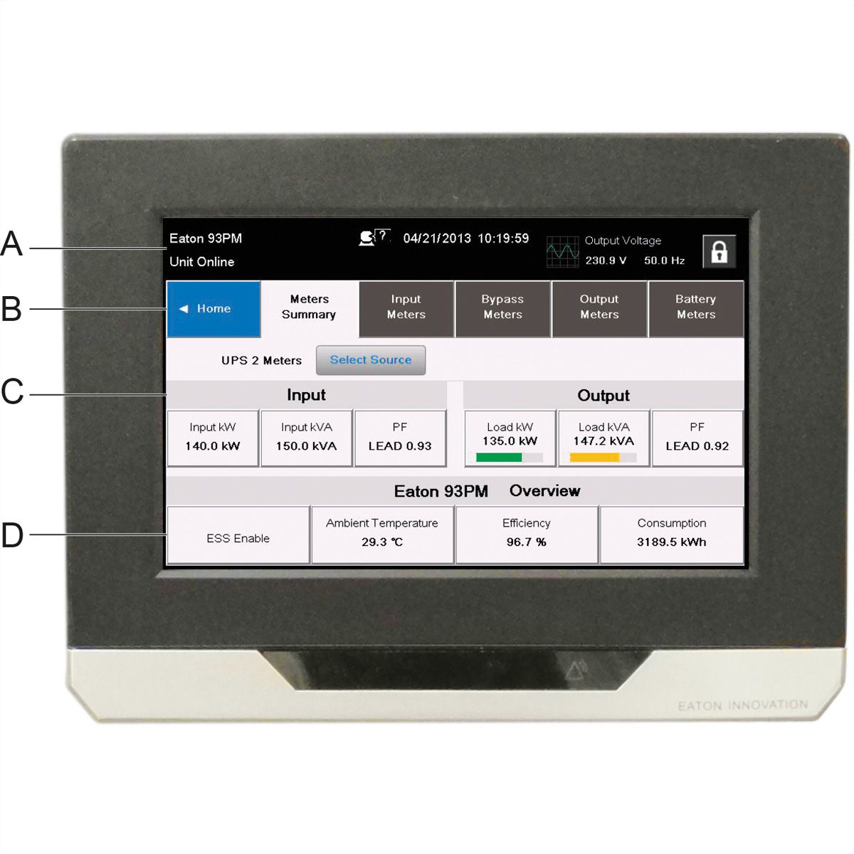 Eaton 93PM-100(100)-IS-MBS-R Technologie: Online Doppelwandler, Input Switch, MBS, ohne Batterien