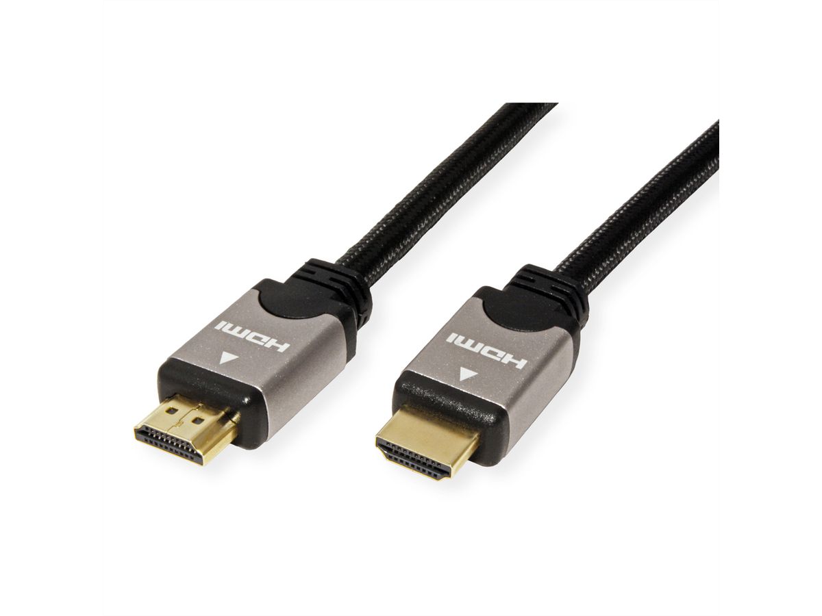 ROLINE Câble HDMI High Speed avec Ethernet, noir/argent, 7,5 m