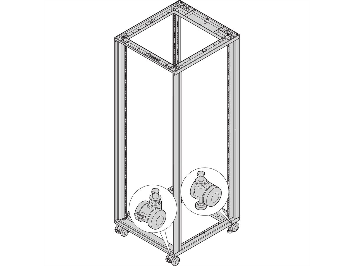 Roulette SCHROFF Novastar, 400 kg, avec pieds réglables