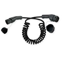 ROLINE Câble de recharge VE type2, 1-Phase, 250VAC (1P+N+E), 32 A, 7,4 kW, spirale (max. 5m)