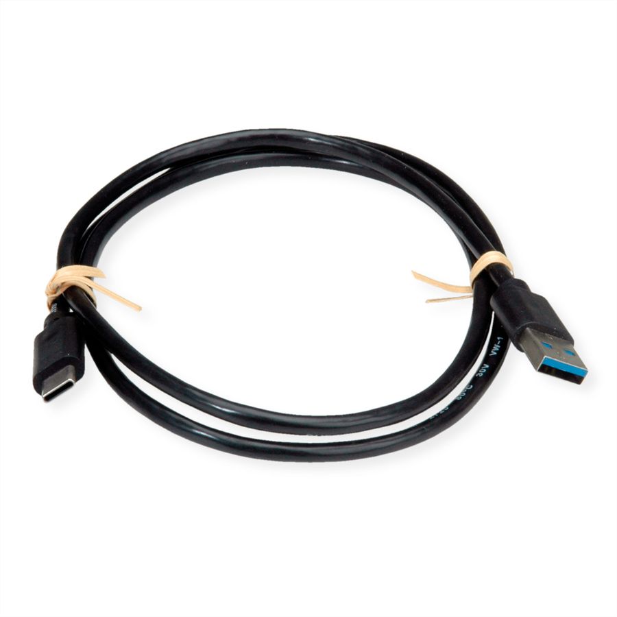 ROLINE RM USB 3.2 Gen 2 Kabel, USB A-C, ST/ST, schwarz, 1 m