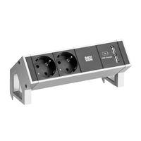 BACHMANN DESK2 2x contact de protection 1x chargeur USB, blanc, 0,2 m