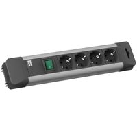 BACHMANN CONNECTUS Bâti de prises 4x contact de protection, plastique, avec interrupteur, 2 m