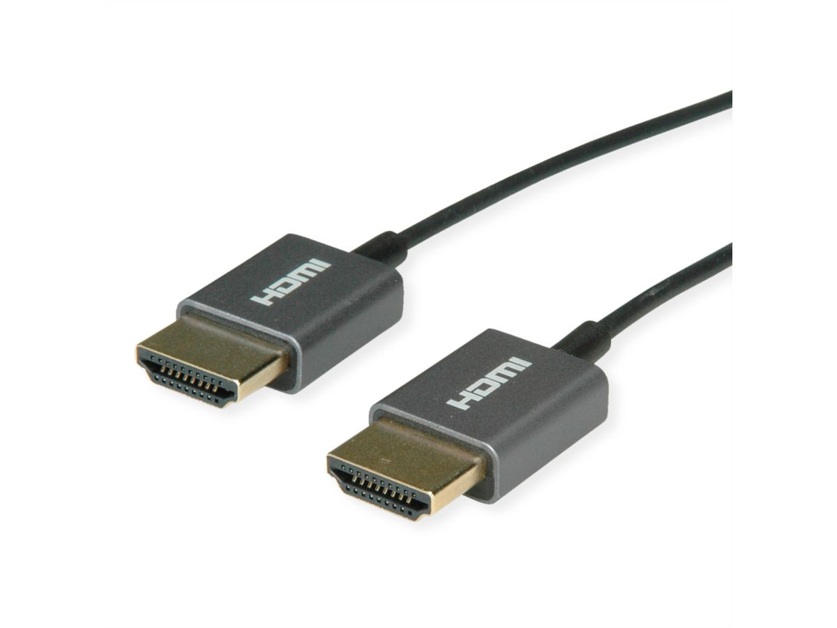 ROLINE Câble HDMI Ultra HD avec Ethernet, M/M, Ultra-Slim, coaxial, noir, 1,5 m