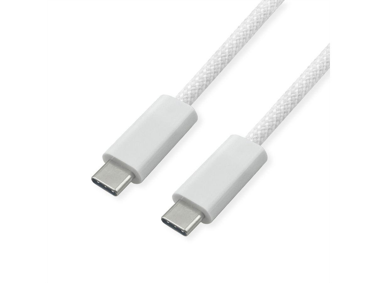 ROLINE USB4 Gen3x2 Kabel, C–C, ST/ST, 8K UHD-2, 40Gbit/s, 240W, weiß, 1 m