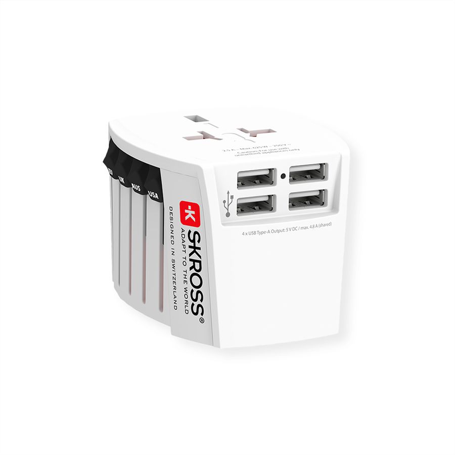 Skross MUV USB 4xA Universal Reiseadapter, Weltweit