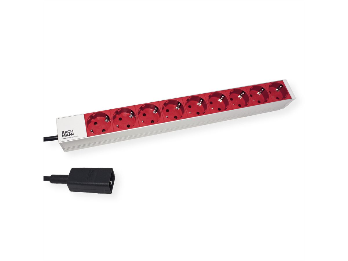BACHMANN Prise multiple 19", 9x, 3600W, prise PC (IEC320 C20), Aluminium