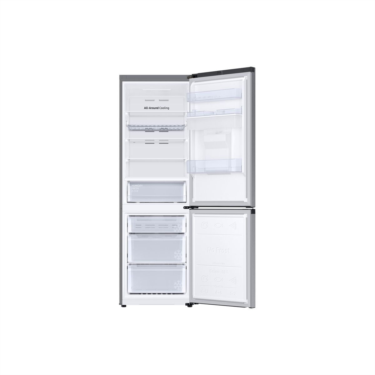 Samsung Kühl-Gefrierkombination RB7300 , 341l, D, WiFi, Silber mit Griffmulde