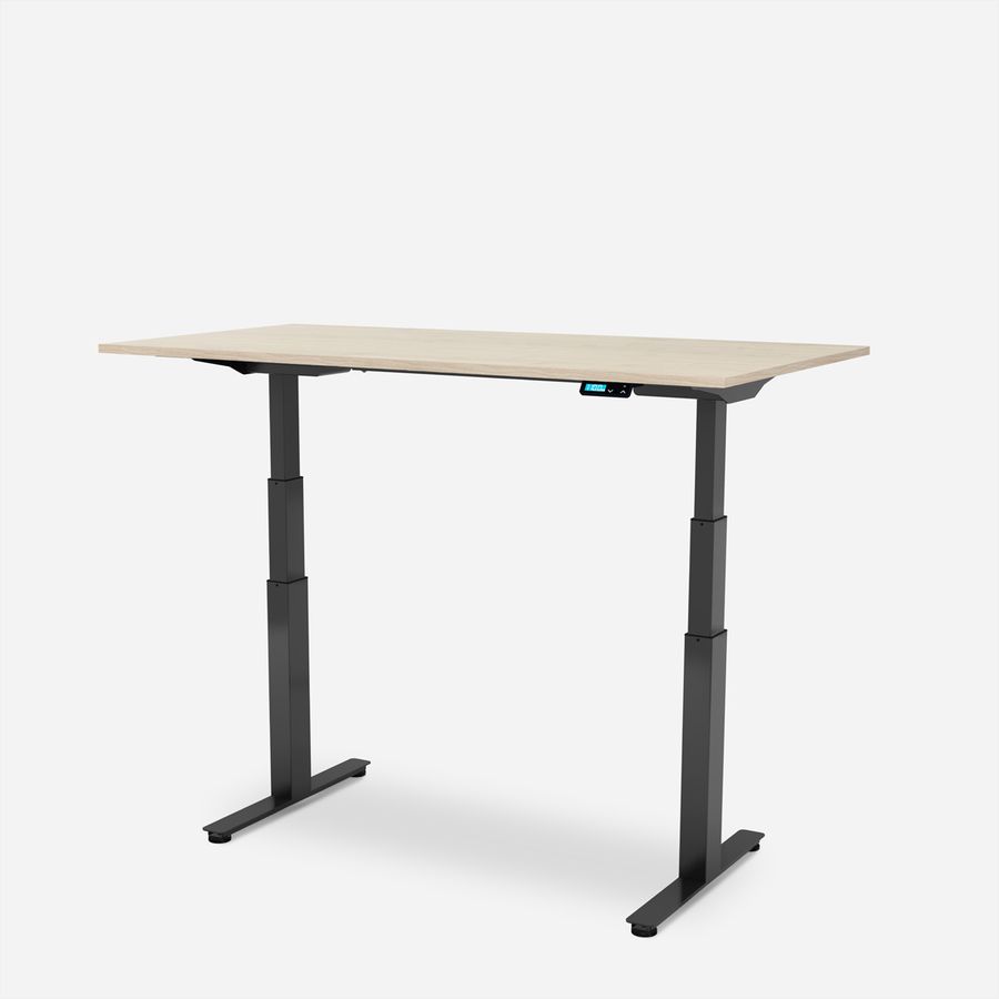 WRK21 Bureau Work 120 x 80 cm, Hauteur réglable, Mandal érable / Noir
