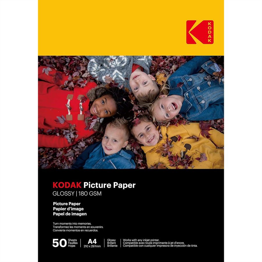 Kodak Photo Paper - 50 Blatt A4, 180g/qm, 21cm x 29.7cm, Hochlglanz