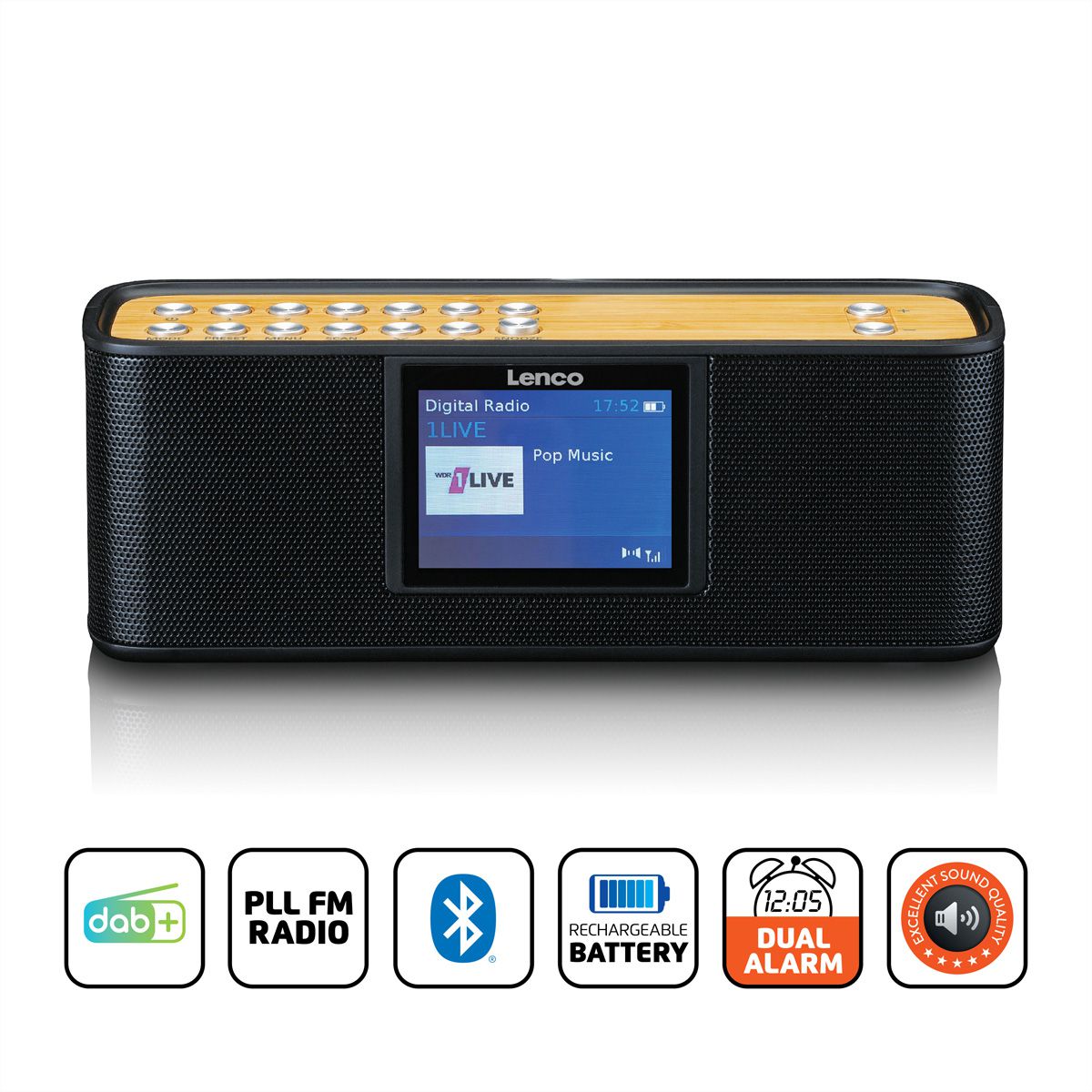 Lenco DAB+ Radio PDR-045BK , noir