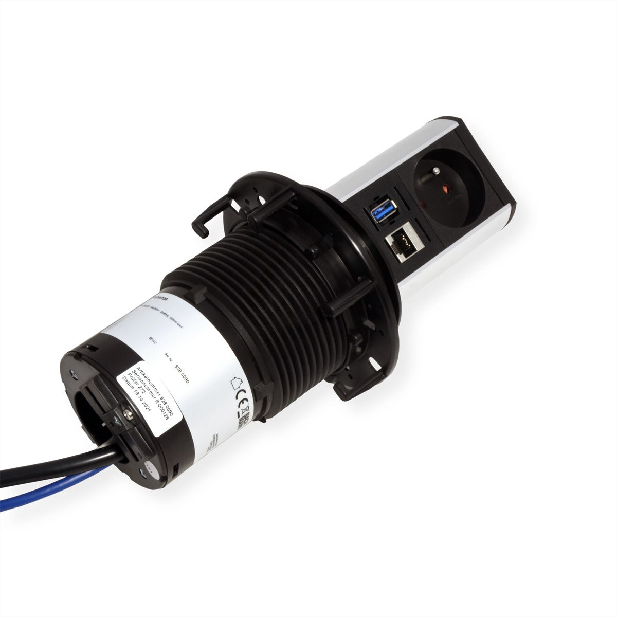 BACHMANN ELEVATOR 1xUTE 1xUSB 1xCAT6A 0,5m GST18 Aluprofil eloxiert