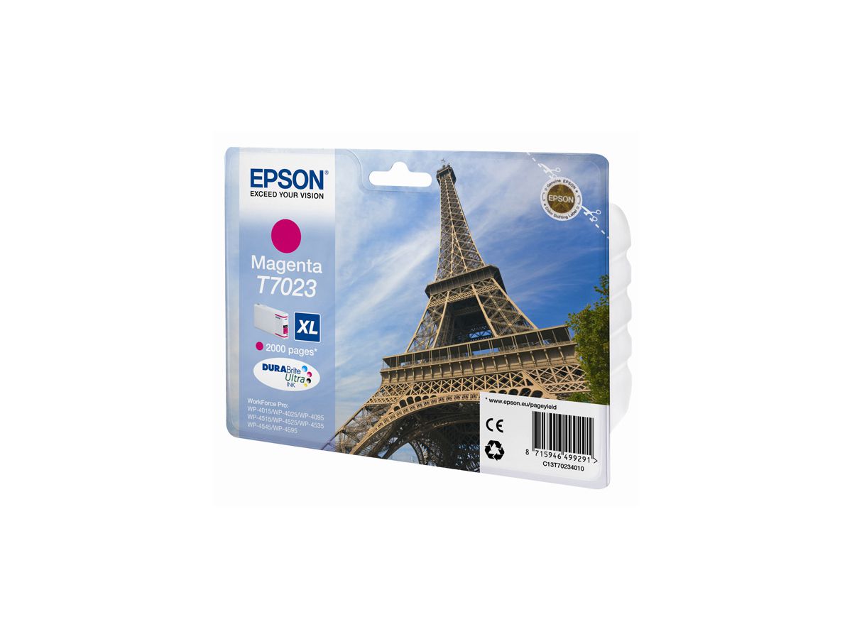 Epson Druckerpatrone C13T70234010 - Größe XL - 1 x Magenta - 2000 Seiten - Blisterverpackung - für WorkForce Pro WP-4015, WP-4025, WP-4515, WP-4525, WP-4535, WP-4545