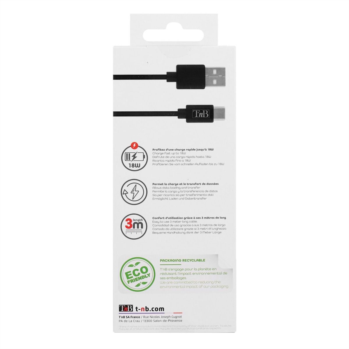 T'nB XW3M USB/USB C Kabel , schwarz/grau, 3 Meter