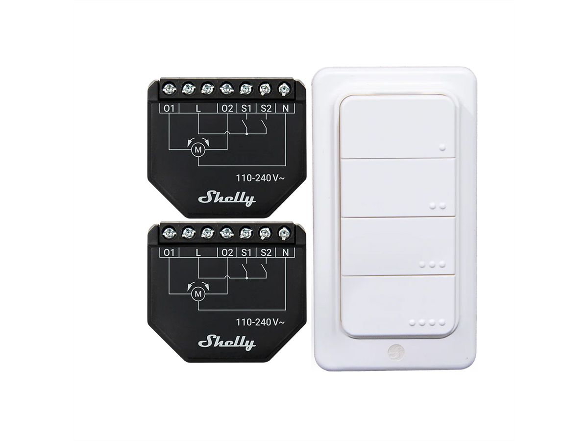Shelly Acteur de switch Shutter Set, 2x Shutter + Blu RC interrupteur 4