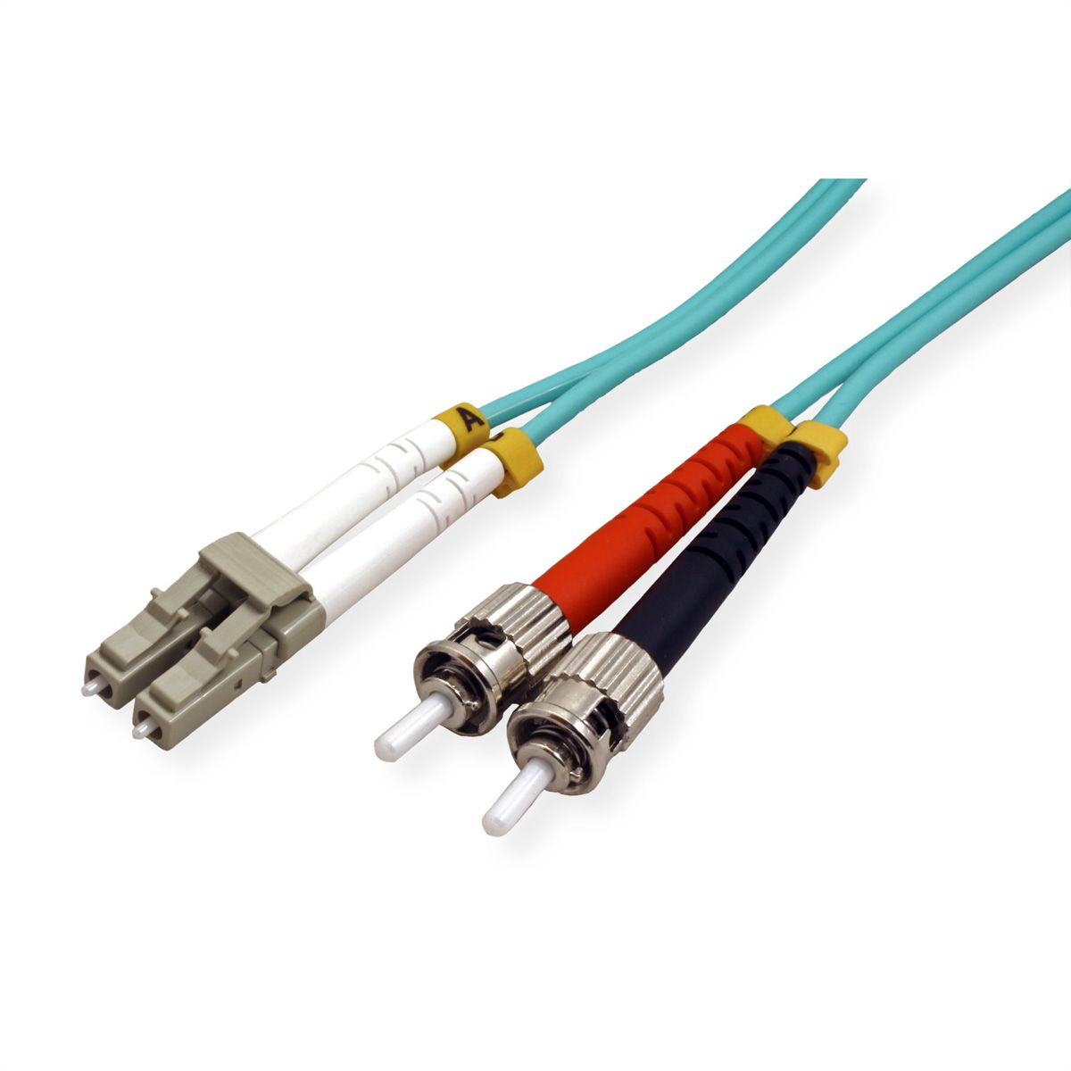 VALUE LWL-Kabel 50/125µm OM3, LC/ST, LSOH, türkis, 2 m