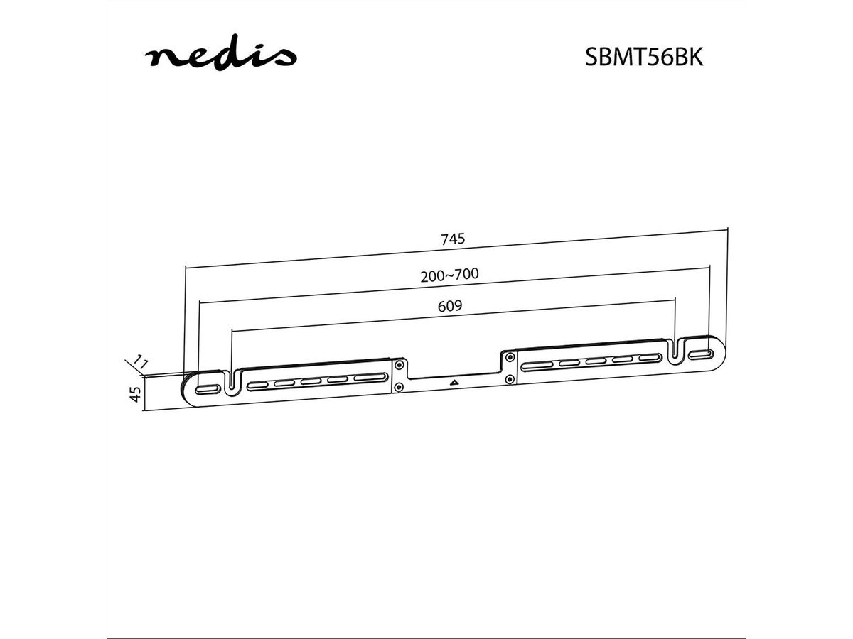 Nedis Soundbar-Wandhalterung für Sonos Arc schwarz, Wand, 10 kg, 11 mm Profil