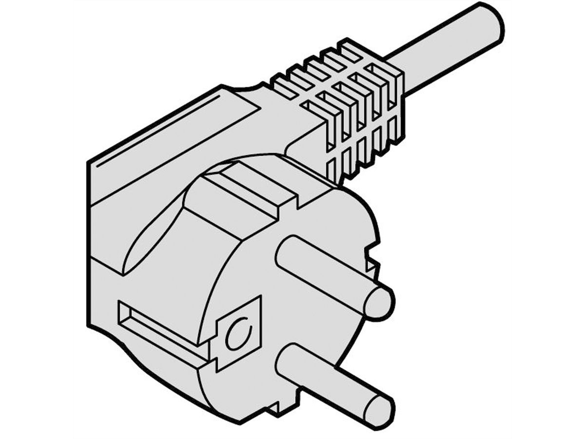 SCHROFF Netzanschlussleitung, Schutzkontakt/UTE - IEC 320, abgewinkelt