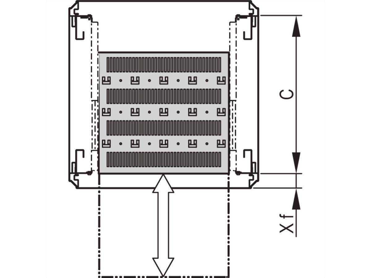 SCHROFF 19''-Fachboden, ausziehbar, 30 kg - 19"FA AUS 1HE C=700 RAL 7021